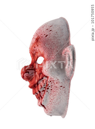 Scary clown halloween mask in blood isolated on white background with clipping path Scary clown halloween mask in blood isolated on white background with clipping path 101750955