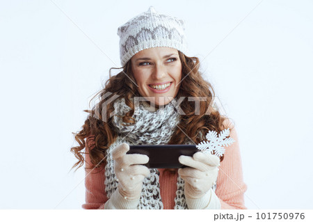 happy trendy woman on using phone 101750976