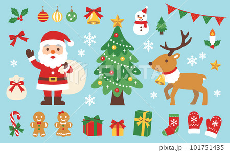 かわいいクリスマスイラストセット(縁取り線無し) 101751435