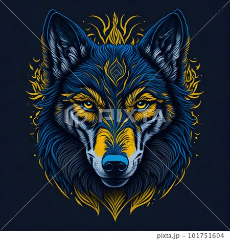 T-shirt design with wolf portrait. AI generated illustration 101751604