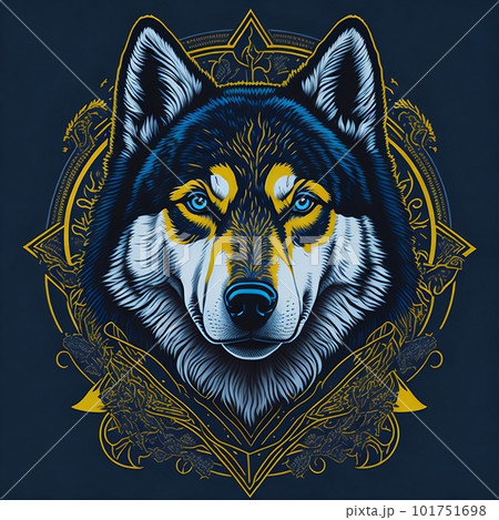 T-shirt design with husky portrait. AI generated illustration T-shirt design with husky portrait. AI generated illustration 101751698