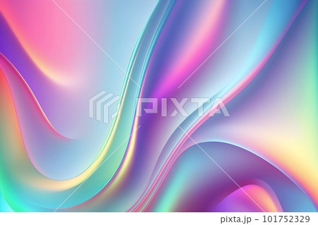 Holographic neon curved wave in motion. Holographic wallpaper background. Gradient 101752329