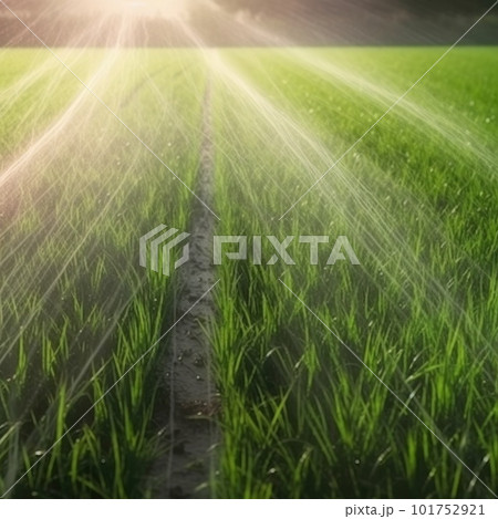 Grass irrigation system Illustration AI Generative 101752921