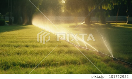 Irrigation system in functional watering of agricultural plants Illustration AI Generative 101752922