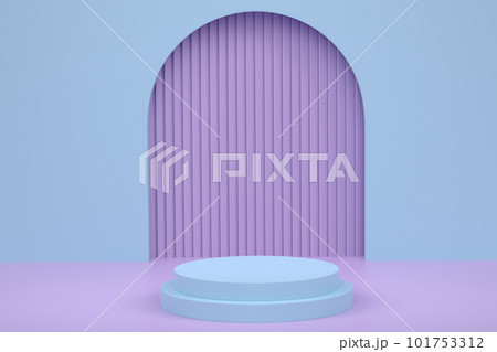Pastel blue cylinder podium with steps on violet background Pastel blue cylinder podium with steps on violet background 101753312