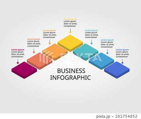 square chart template of right side for infographic for presentation for 7 element 101754852