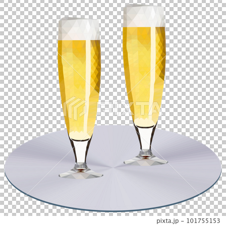 “盤子上的兩杯啤酒”白盤多邊形 101755153