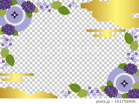 ノーマル版紫和傘とあじさいの和風梅雨フレームヨコ ノーマル版紫和傘とあじさいの和風梅雨フレームヨコ 101756006