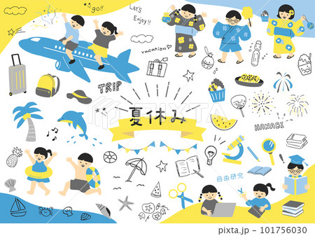 夏休みのイベントを楽しむ子どもたちのセット 101756030