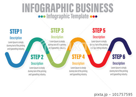 6 Steps,Vector infographic template with four steps or options. Illustration presentation with line elements icons. Business concept design can be used for web, brochure, diagram, chart or banner 6 Steps,Vector infographic template with four steps or options. Illustration presentation with line elements icons. Business concept design can be used for web, brochure, diagram, chart or banner 101757595