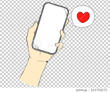 Speech bubble with a heart symbol Illustration of a smartphone Speech bubble with a heart symbol Illustration of a smartphone 101758272