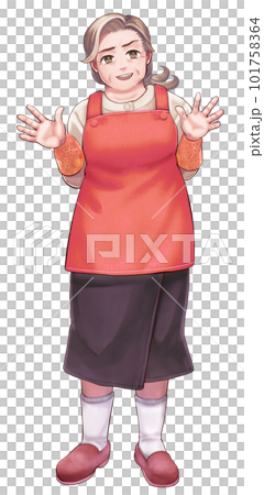 穏やかな中年女性の悪い表情の全身イラスト 101758364