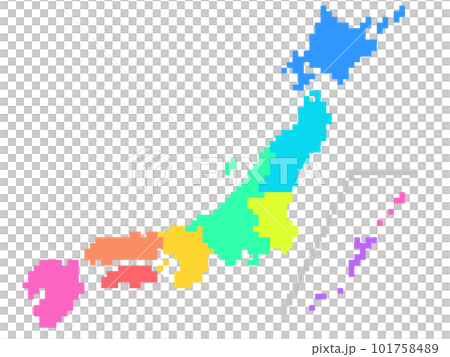 Colorful pixel art of map of Japan 101758489