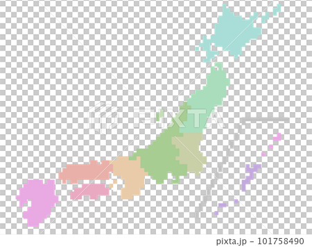 Colorful pixel art of map of Japan 101758490