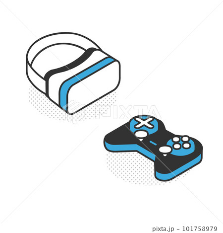 VRゴーグルとゲームコントローラーのイメージイラスト素材 101758979