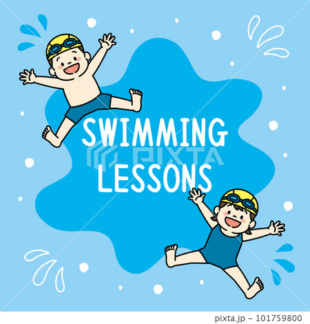 水泳　スイミングスクール　子ども　イラスト　バナー　正方形 101759800
