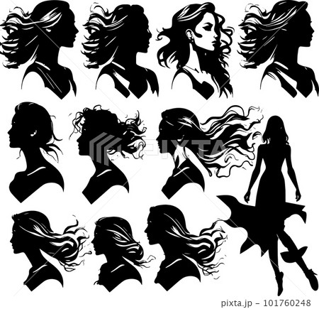set of woman silhouette design isolated PNG set of woman silhouette design isolated PNG 101760248