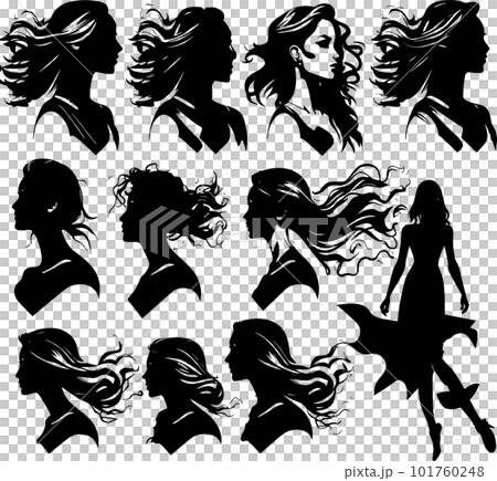set of woman silhouette design isolated PNG set of woman silhouette design isolated PNG 101760248