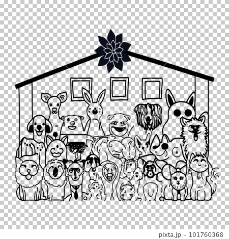 Cute Cats and dogs, Black and white coloring pages for kids, simple lines, cartoon style, happy, cute, funny, many things in the world Cute Cats and dogs, Black and white coloring pages for kids, simple lines, cartoon style, happy, cute, funny, many things in the world 101760368