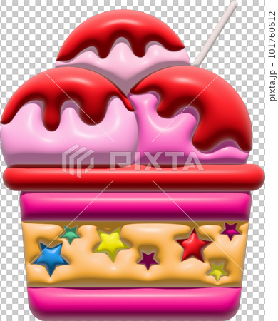 3d illustration. Cup of ice cream. Many colors. 3d illustration. Cup of ice cream. Many colors. 101760612