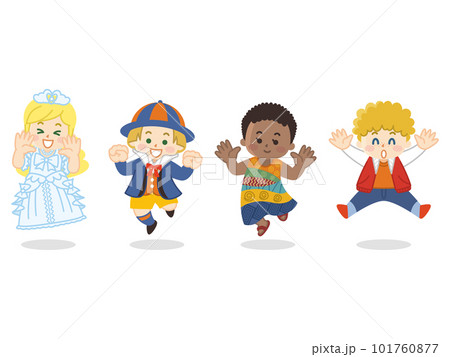 ジャンプしている世界の子供たち ジャンプしている世界の子供たち 101760877