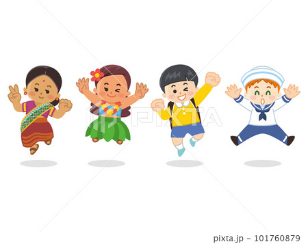 ジャンプしている世界の子供たち ジャンプしている世界の子供たち 101760879