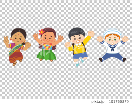 ジャンプしている世界の子供たち ジャンプしている世界の子供たち 101760879