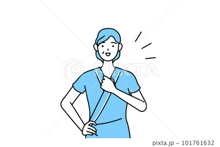 胸を叩く中年・シニア女性入院患者 101761632