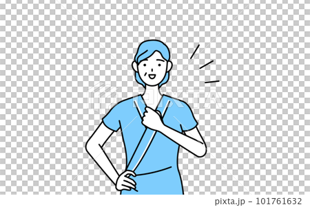 胸を叩く中年・シニア女性入院患者 101761632