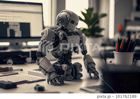 Humanoid Robot Working In An Office Settingのイラスト素材 [101762189] - PIXTA