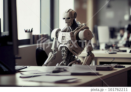 Humanoid Robot Working In An Office Settingのイラスト素材 [101762211] - PIXTA