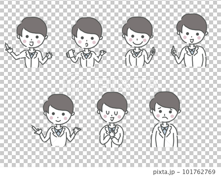 医者 医師 ドクターの注射予防接種寄り添う上半身のイラスト素材セット 医者 医師 ドクターの注射予防接種寄り添う上半身のイラスト素材セット 101762769