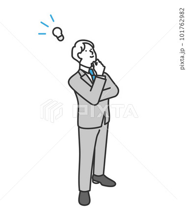 アイデアを思いついた男性のビジネスパーソンのイラスト素材	 101762982
