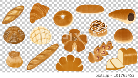 新鮮出爐的麵包套裝 法式麵包 甜瓜麵包 羊角麵包 麵包材料套裝 新鮮出爐的麵包套裝 法式麵包 甜瓜麵包 羊角麵包 麵包材料套裝 101763452