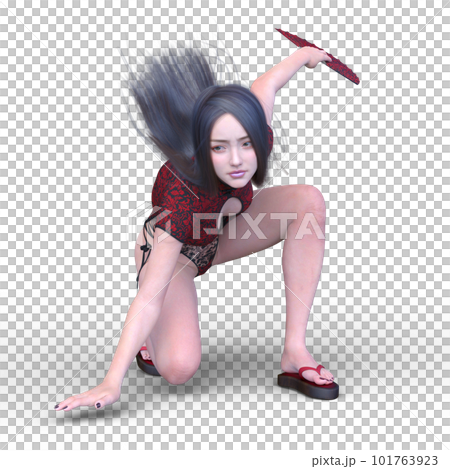 扇を持って舞う女性 101763923