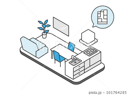 ARを用いた物件内覧サービスのイメージイラスト素材 ARを用いた物件内覧サービスのイメージイラスト素材 101764285