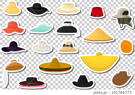 Illustration on theme big kit different types hats, beautiful caps 101766773