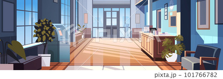 modern loft interior of office corridor with furniture empty no people business center hall horizontal 101766782