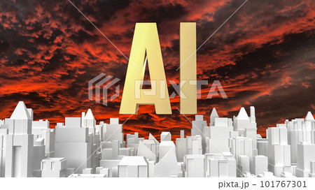 AI gold text and white city building 3d rendering AI gold text and white city building 3d rendering 101767301