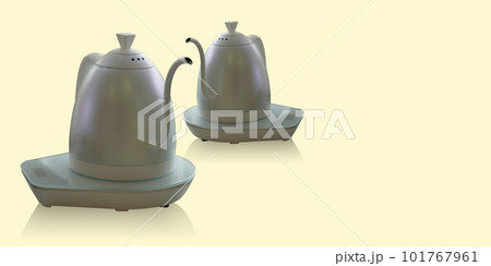 two electric kettle on yellow background, object, technology, decor, modern, fashion, copy space 101767961