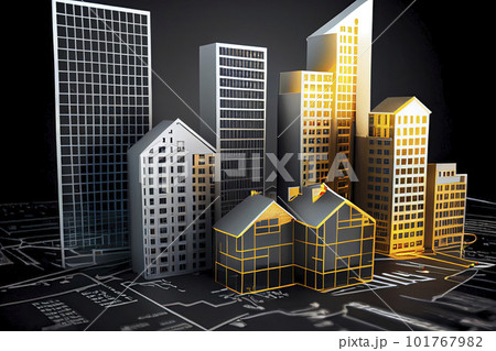 Saving money for real estate with buying a new home and loan for prepare in the future concept 101767982