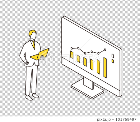 グラフを見ながら経営戦略を立てるビジネスマン 101769497