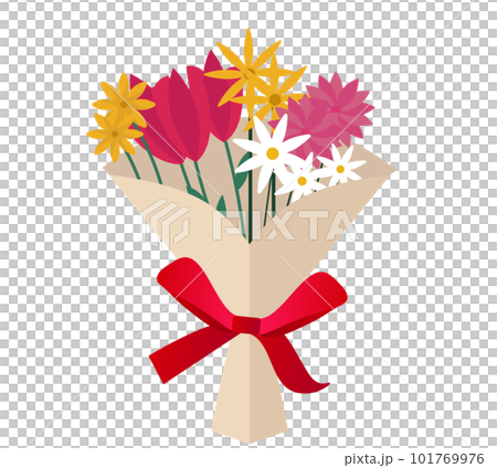 花束禮物。禮物。一束鮮花。矢量圖 101769976