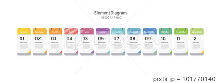 Agenda Infographic template for business. 12 Months modern Timeline element diagram calendar, 4 quarter steps milestone presentation vector infographic. 101770140