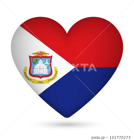 Sint Maarten flag in heart shape. Vector illustration. 101770273