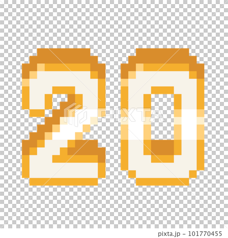 Pixel Art Number 20 Icon With Glossy Gold Line. 101770455