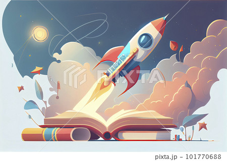 Cartoon vector illustration education concept. Education helps us go further and faster 101770688