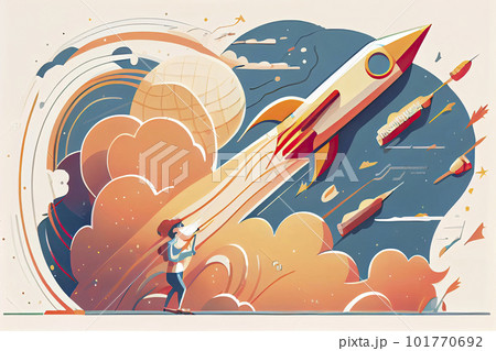 Cartoon vector illustration education concept. Education helps us go further and faster 101770692