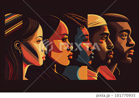 Diverse people, multiracial, multicultural...のイラスト素材 [101770935] - PIXTA