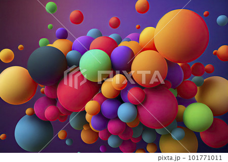 Abstract background with Colorful rainbow matte soft balls in different sizes 101771011